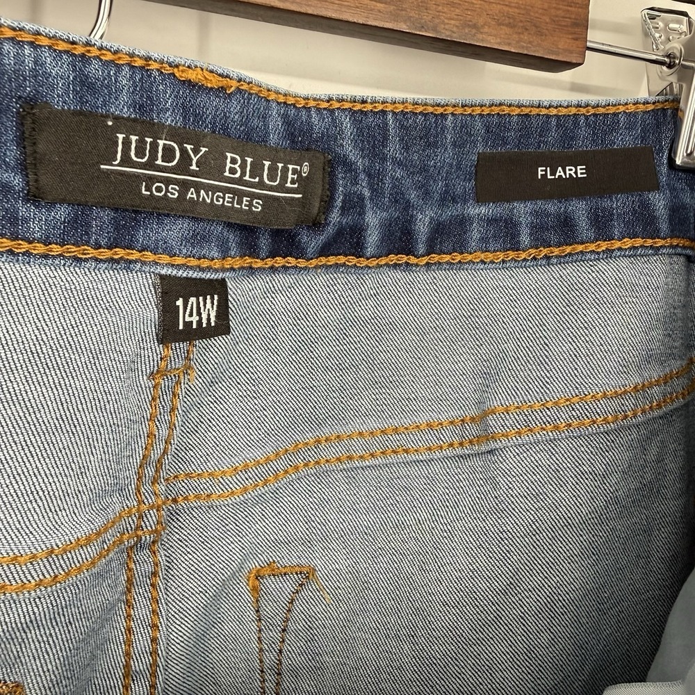 NWT Judy Blue High Waist Flare Leg Tummy Control Size 14W Stretch Sorbtek Blue - Picture 5 of 8
